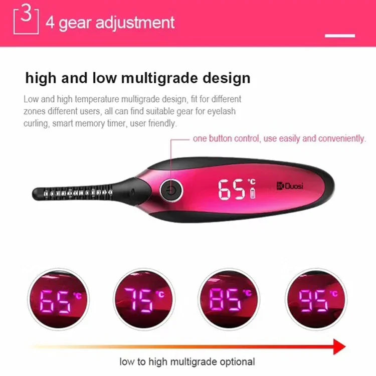 Duosi DY-102 Fer à Repasser Électrique Portable Style Stylo Chauffant Longue Durée Recourbe-Cils USB Rechargeable Clip Chauffant de Maquillage Bouclant