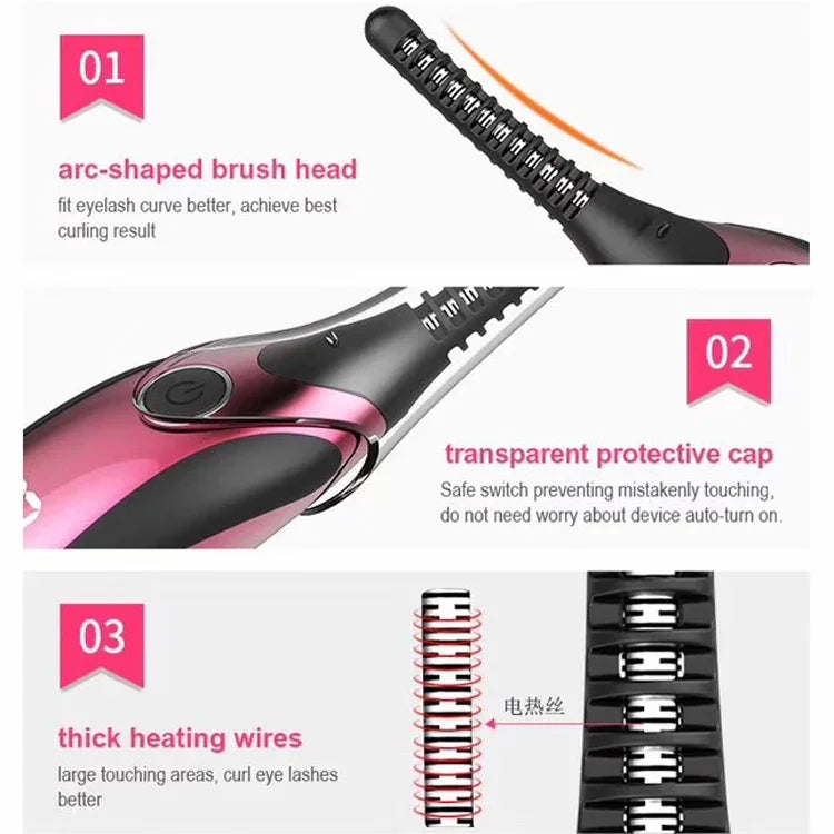 Duosi DY-102 Fer à Repasser Électrique Portable Style Stylo Chauffant Longue Durée Recourbe-Cils USB Rechargeable Clip Chauffant de Maquillage Bouclant