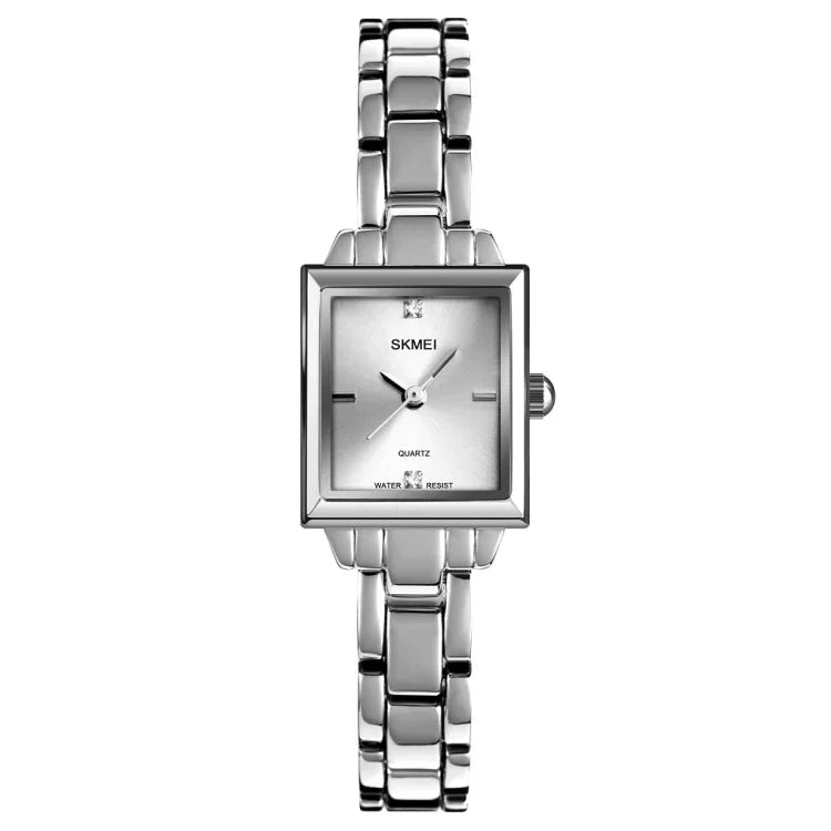 Montre Fashion Business avec Diamants, Élégante et Délicate, Carrée, Alliage de Zinc Quartz pour Femme, Argentée SKMEI 1407