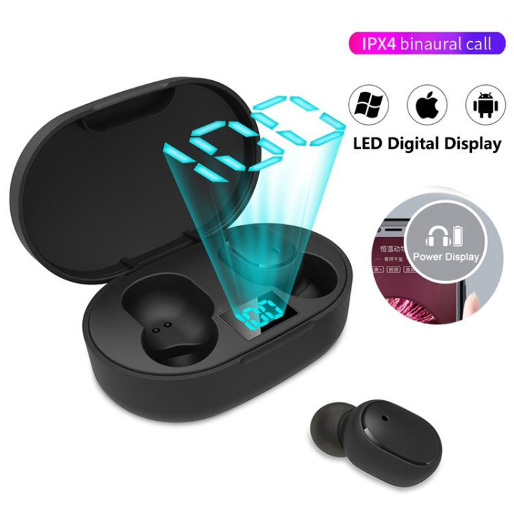 Écouteur sans fil E6S TWS Bluetooth V5.3 avec affichage LED, écouteurs Bluetooth étanches, E6S (noir)