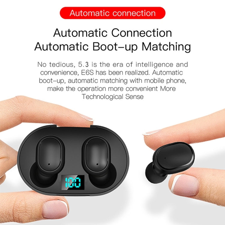 Écouteur sans fil E6S TWS Bluetooth V5.3 avec affichage LED, écouteurs Bluetooth étanches, E6S (noir)