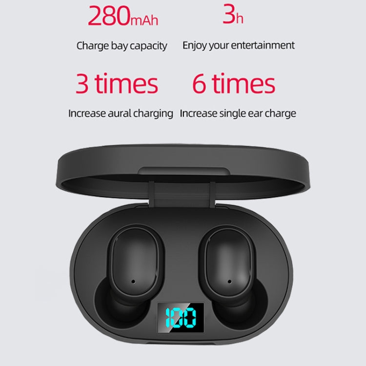 Écouteur sans fil E6S TWS Bluetooth V5.3 avec affichage LED, écouteurs Bluetooth étanches, E6S (noir)