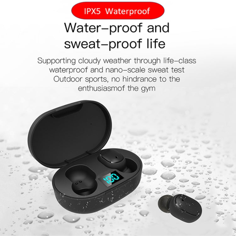 Écouteur sans fil E6S TWS Bluetooth V5.3 avec affichage LED, écouteurs Bluetooth étanches, E6S (noir)