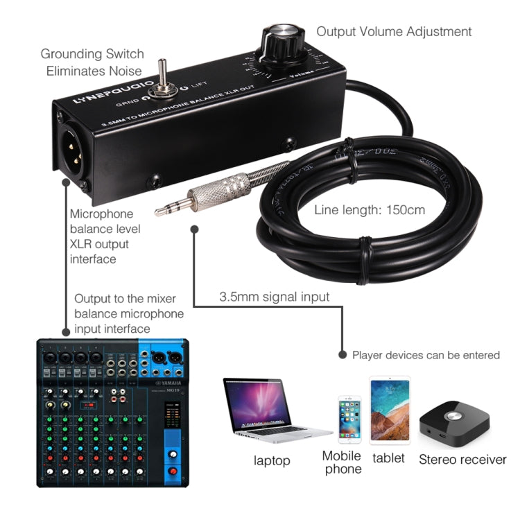 B012 Conversion de signal stéréo professionnel en signal de microphone symétrique
