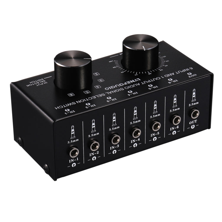 B017 6 Entrées 1 Sortie Sélecteur de Signal Audio Contrôle de Volume de Sortie Interface 3,5 mm