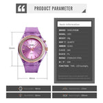 Montre Femme Étanche Transparente avec Lumière LED Colorée Incrustée de Cristaux d'Eau SkMEI 1553