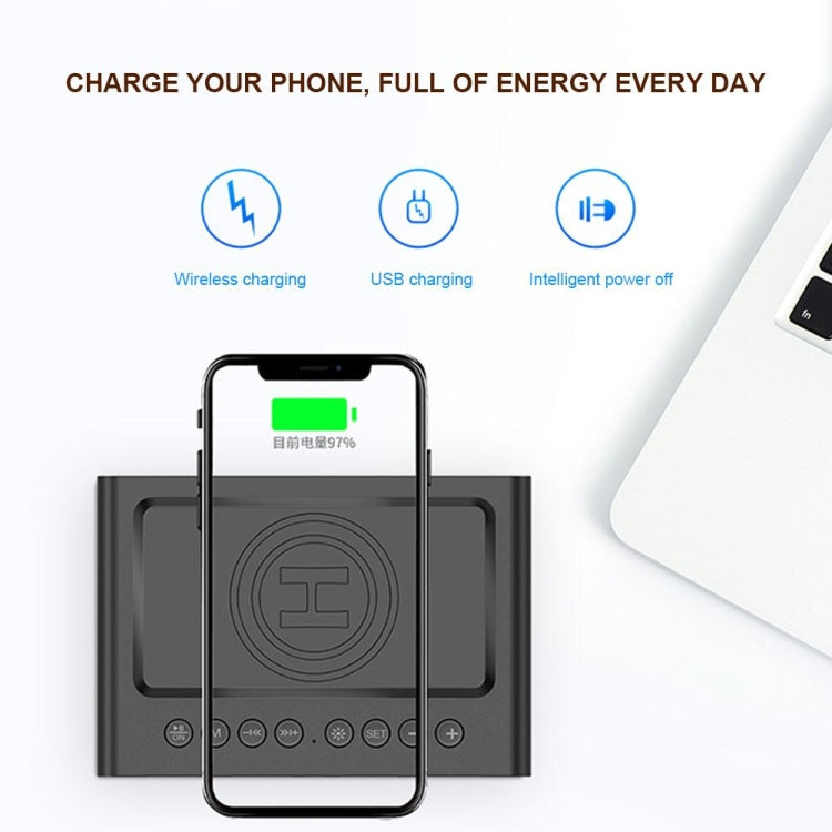 Haut-parleur Bluetooth AEC BT508 avec charge sans fil, réveil LED, power bank trois-en-un
