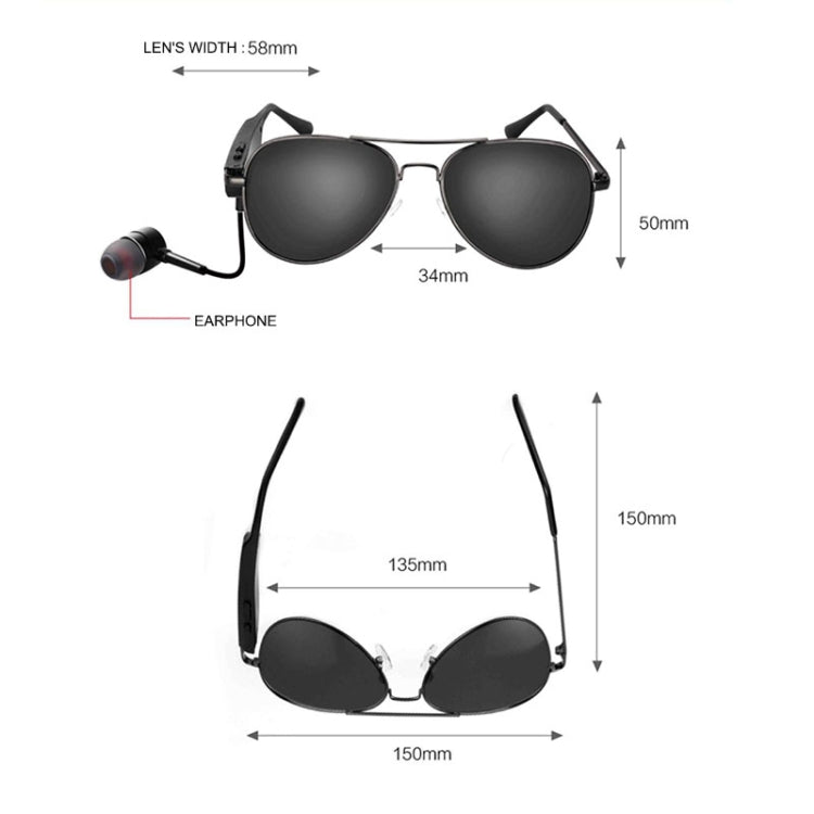 Écouteur sans fil A8 Casque Bluetooth Lunettes Casque audio Lunettes intelligentes Écouteur mains libres avec micro, A8