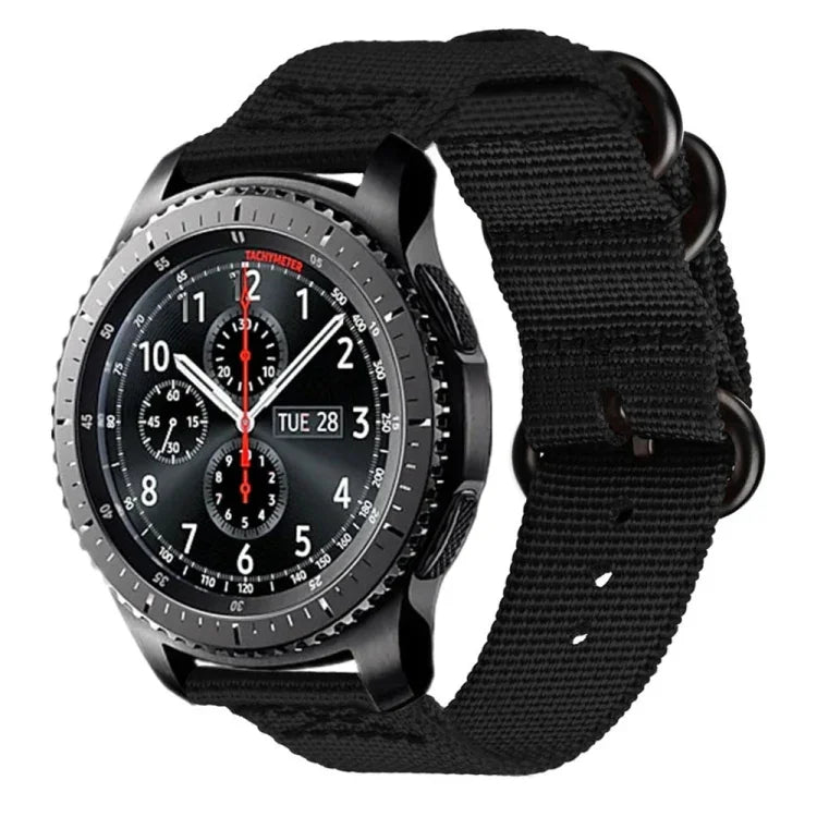 Pour bracelet en nylon à trois anneaux Samsung Galaxy Watch Active 22 mm / S3, Pour Samsung Galaxy Watch Active 2 22 mm / Gear S3