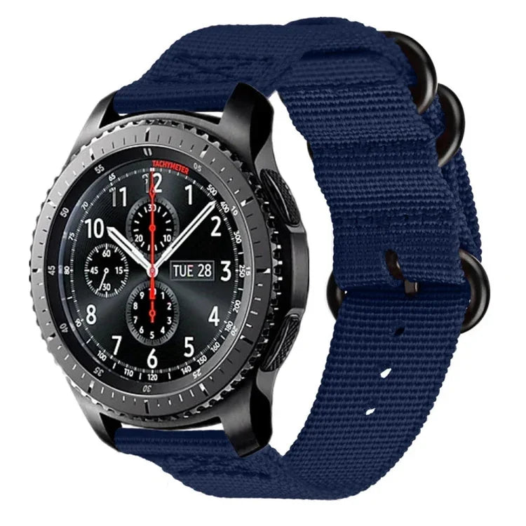 Pour bracelet en nylon à trois anneaux Samsung Galaxy Watch Active 22 mm / S3, Pour Samsung Galaxy Watch Active 2 22 mm / Gear S3
