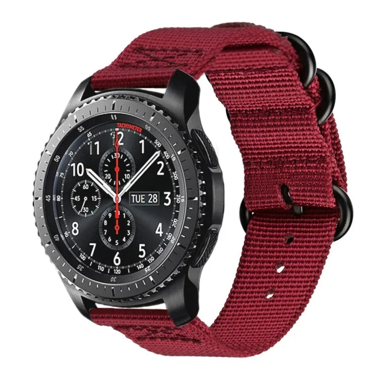 Pour bracelet en nylon à trois anneaux Samsung Galaxy Watch Active 22 mm / S3, Pour Samsung Galaxy Watch Active 2 22 mm / Gear S3