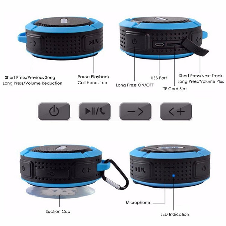 C6a Haut-parleur de voiture sans fil Bluetooth extérieur Chuck avec ventouse, prend en charge les cartes TF