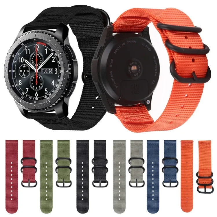 Pour Samsung Galaxy Watch Active 20mm Sangle en nylon à trois anneaux S3, pour Samsung Galaxy Watch Active 2 20mm / Gear S3