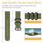 Pour bracelet en nylon à trois anneaux Samsung Galaxy Watch Active 18 mm S3, pour Samsung Galaxy Watch Active 2 18 mm / Gear S3