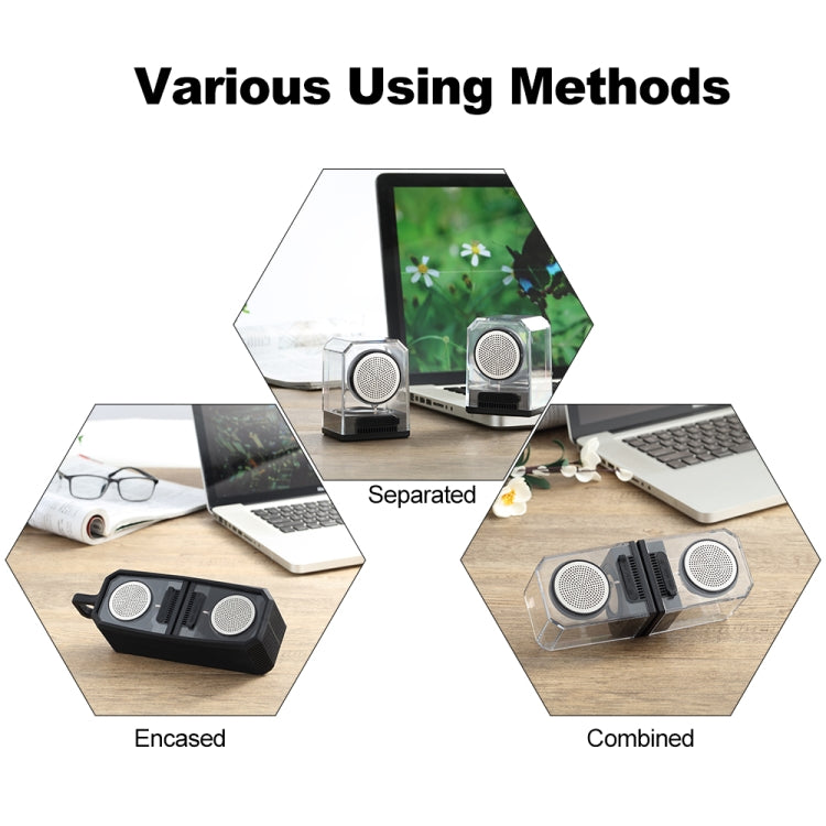 BT628 Enceintes Bluetooth TWS Portables Transparentes 10W avec Base Magnétique Connectable Subwoofer Stéréo Basses pour l'Extérieur