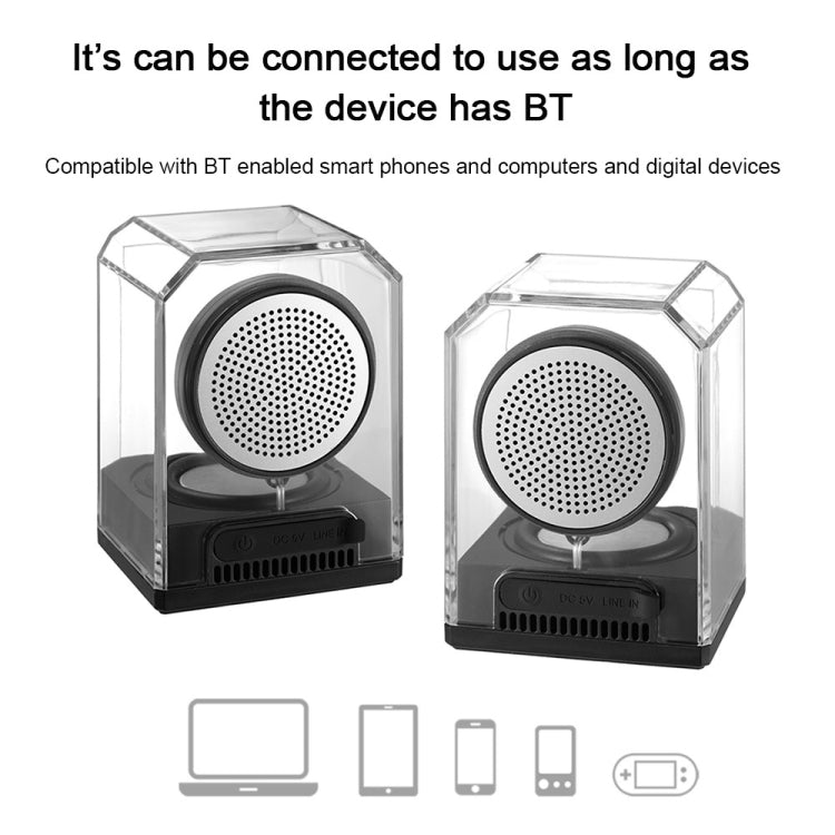BT628 Enceintes Bluetooth TWS Portables Transparentes 10W avec Base Magnétique Connectable Subwoofer Stéréo Basses pour l'Extérieur