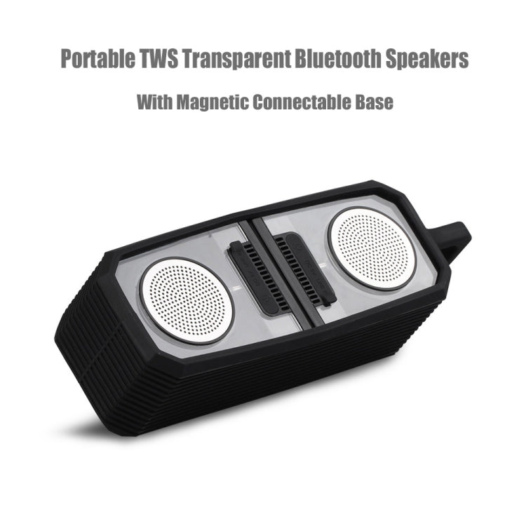 BT628 Enceintes Bluetooth TWS Portables Transparentes 10W avec Base Magnétique Connectable Subwoofer Stéréo Basses pour l'Extérieur