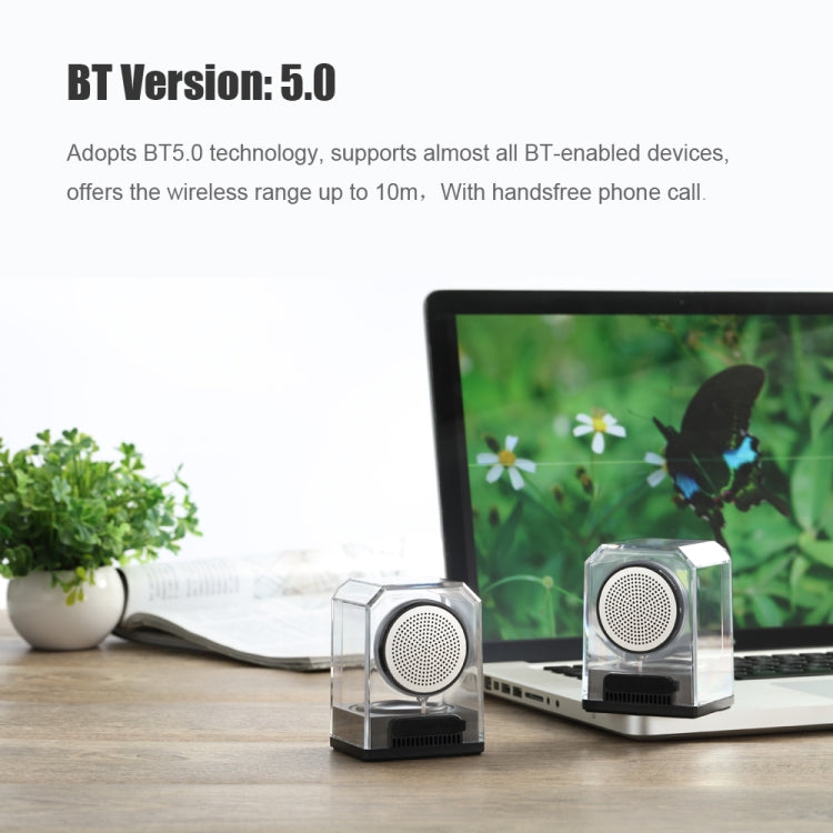 BT628 Enceintes Bluetooth TWS Portables Transparentes 10W avec Base Magnétique Connectable Subwoofer Stéréo Basses pour l'Extérieur