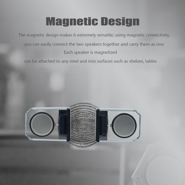 BT628 Enceintes Bluetooth TWS Portables Transparentes 10W avec Base Magnétique Connectable Subwoofer Stéréo Basses pour l'Extérieur