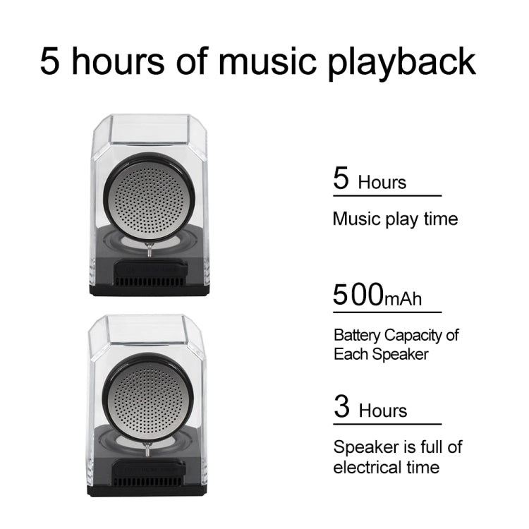 BT628 Enceintes Bluetooth TWS Portables Transparentes 10W avec Base Magnétique Connectable Subwoofer Stéréo Basses pour l'Extérieur