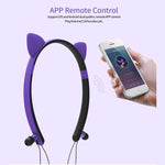 Casque Bluetooth sans fil ZW29 avec oreilles de chat, son stéréo HIFI, mode sport portable en extérieur, avec micro et lumière LED brillante