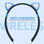 Casque Bluetooth sans fil ZW29 avec oreilles de chat, son stéréo HIFI, mode sport portable en extérieur, avec micro et lumière LED brillante