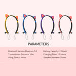 Casque Bluetooth sans fil ZW29 avec oreilles de chat, son stéréo HIFI, mode sport portable en extérieur, avec micro et lumière LED brillante