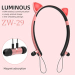 Casque Bluetooth sans fil ZW29 avec oreilles de chat, son stéréo HIFI, mode sport portable en extérieur, avec micro et lumière LED brillante