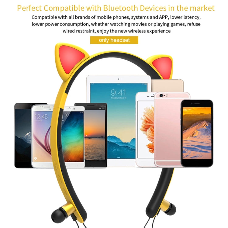 Casque Bluetooth sans fil ZW29 avec oreilles de chat, son stéréo HIFI, mode sport portable en extérieur, avec micro et lumière LED brillante