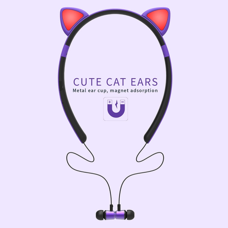 Casque Bluetooth sans fil ZW29 avec oreilles de chat, son stéréo HIFI, mode sport portable en extérieur, avec micro et lumière LED brillante