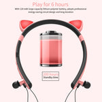 Casque Bluetooth sans fil ZW29 avec oreilles de chat, son stéréo HIFI, mode sport portable en extérieur, avec micro et lumière LED brillante
