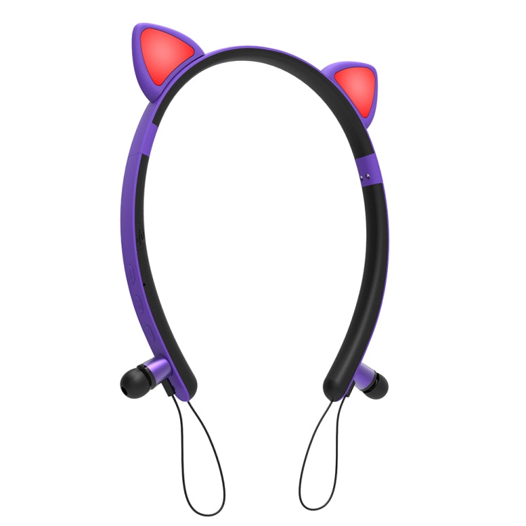 Casque Bluetooth sans fil ZW29 avec oreilles de chat, son stéréo HIFI, mode sport portable en extérieur, avec micro et lumière LED brillante