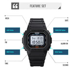 Skmei 1608 Montre électronique multifonction étudiante étanche montre de sport en silicone avec chronométrage