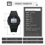 Skmei 1608 Montre électronique multifonction étudiante étanche montre de sport en silicone avec chronométrage