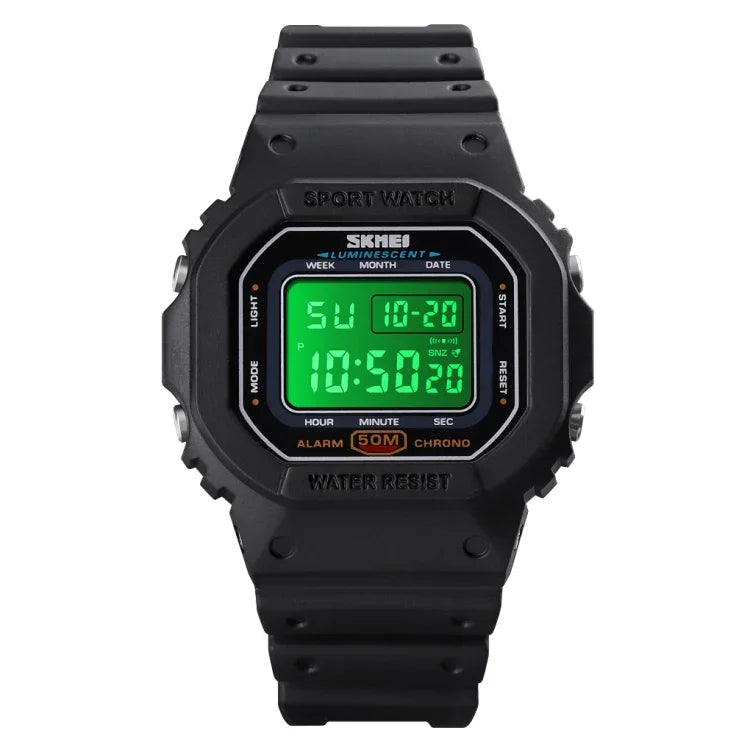 Skmei 1608 Montre électronique multifonction étudiante étanche montre de sport en silicone avec chronométrage