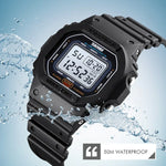 Skmei 1608 Montre électronique multifonction étudiante étanche montre de sport en silicone avec chronométrage