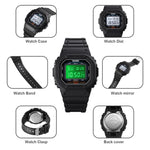 Skmei 1608 Montre électronique multifonction étudiante étanche montre de sport en silicone avec chronométrage