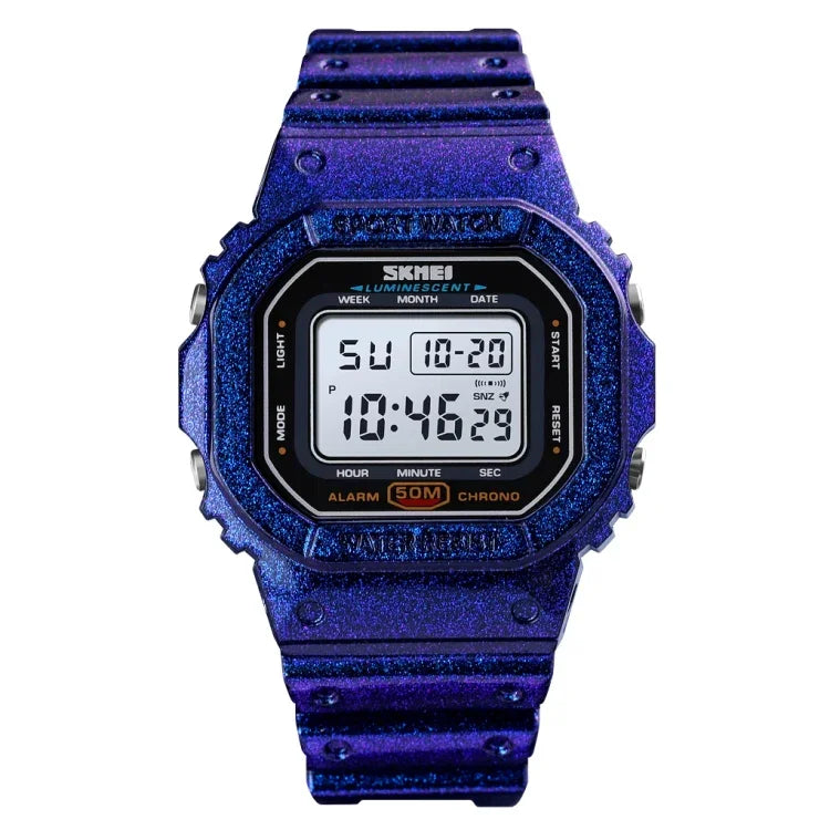Skmei 1608 Montre électronique multifonction étudiante étanche montre de sport en silicone avec chronométrage