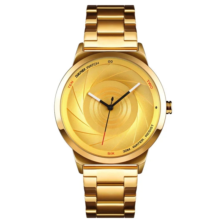 Skmei 9210 Montre-bracelet homme tendance mode affaires surface tridimensionnelle simple étanche montre quartz or pour homme
