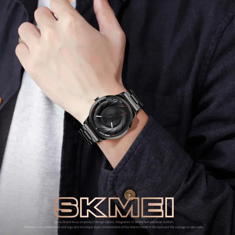 Skmei 9210 Montre-bracelet homme tendance mode affaires surface tridimensionnelle simple étanche montre quartz or pour homme
