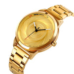 Skmei 9210 Montre-bracelet homme tendance mode affaires surface tridimensionnelle simple étanche montre quartz or pour homme