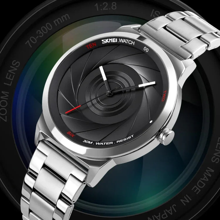 Skmei 9210 Montre-bracelet homme tendance mode affaires surface tridimensionnelle simple étanche montre quartz or pour homme
