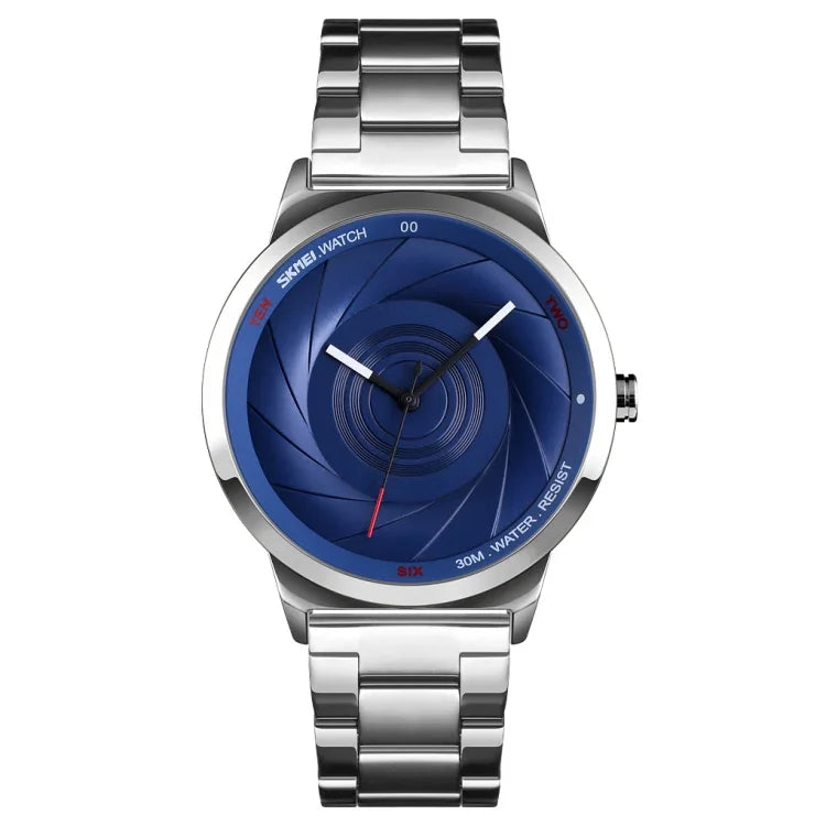 Skmei 9210 Montre-bracelet homme tendance mode affaires surface tridimensionnelle simple étanche montre quartz or pour homme
