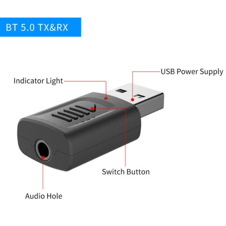 JEDX-M135 USB5.0 4 in 1 Bluetooth Audio Receiver Transmitter, 4 in 1
