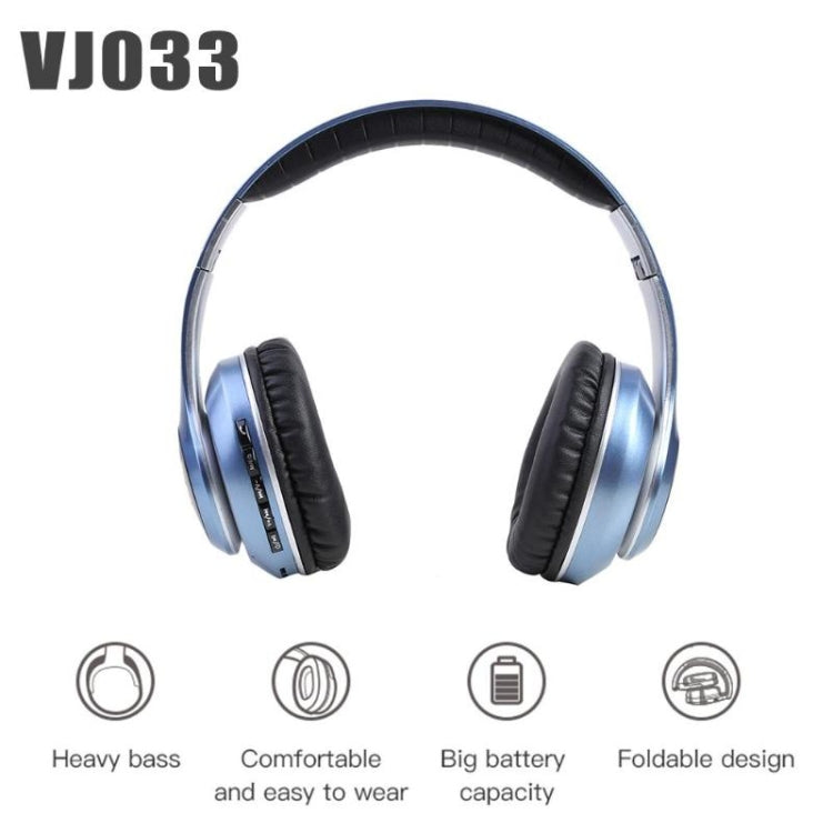Casque VJ033 multifonction amélioré Bluetooth 5.0 Stéréo sans fil avec microphone LED et radio FM
