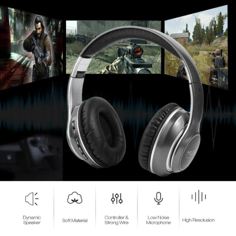 Casque VJ033 multifonction amélioré Bluetooth 5.0 Stéréo sans fil avec microphone LED et radio FM