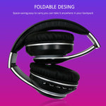 Casque VJ033 multifonction amélioré Bluetooth 5.0 Stéréo sans fil avec microphone LED et radio FM