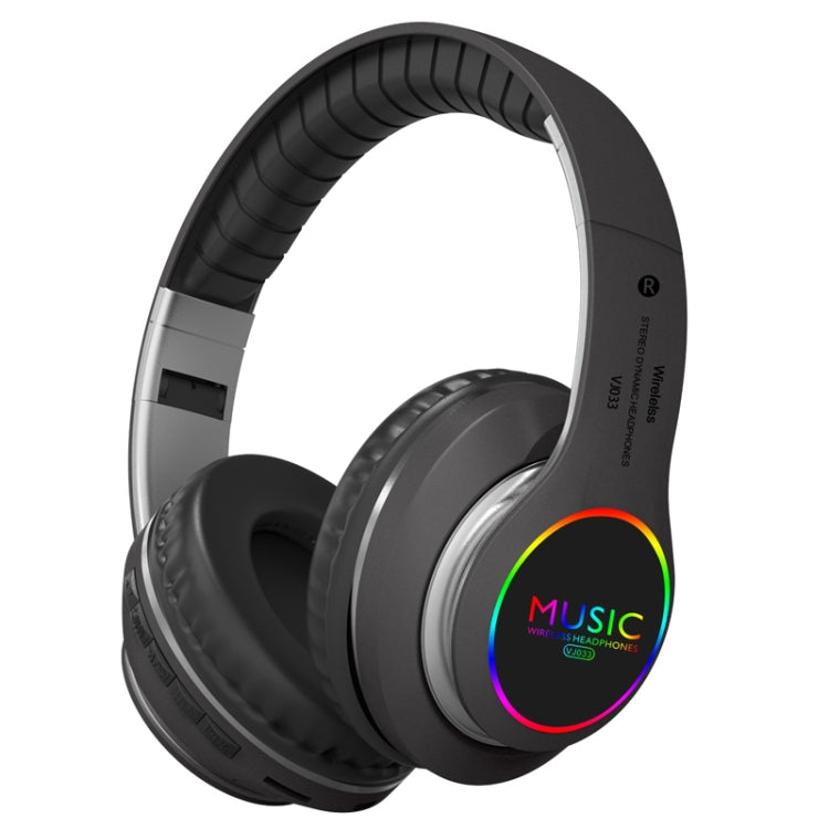 Casque VJ033 multifonction amélioré Bluetooth 5.0 Stéréo sans fil avec microphone LED et radio FM