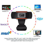 HXSJ A870 Webcam HD 480P Caméra PC avec microphone à absorption pour Skype et Android TV, Caméra d'ordinateur rotative USB Web Cam, 480P