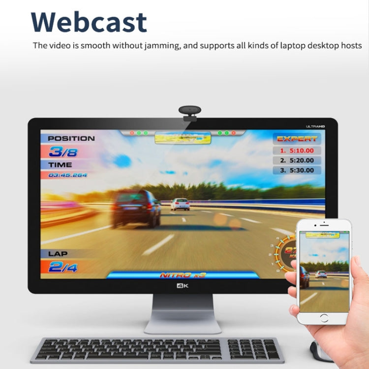 Webcam Full HD 1080P avec microphone intégré, caméra Web intelligente USB pour streaming en direct avec suppression du bruit